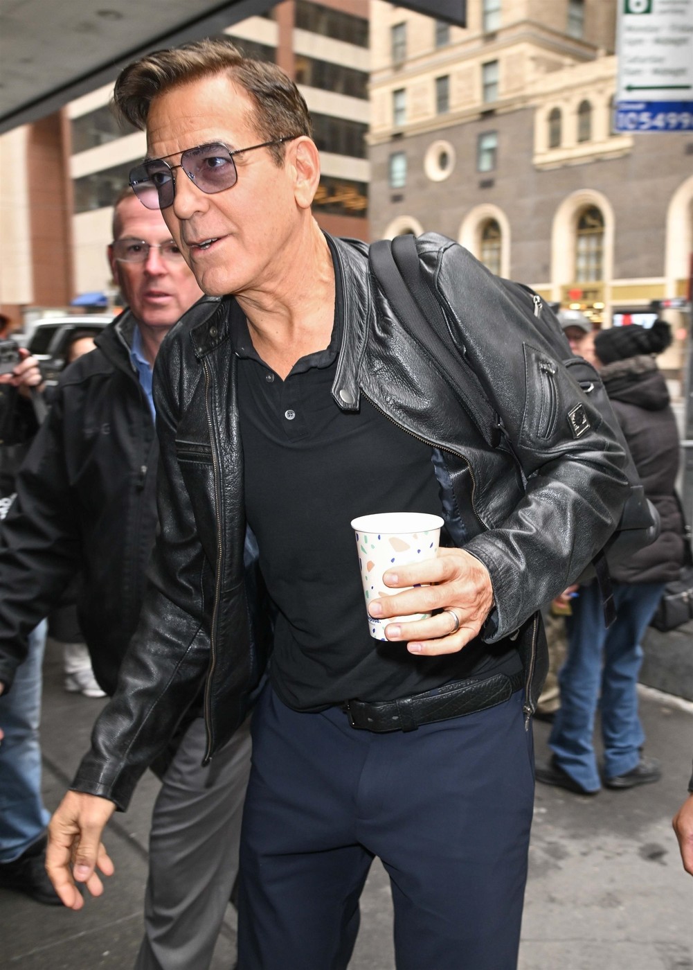 EXCLUSIVE George Clooney greets fans and jokes about feeling old while signing playbills on Broadway - Story