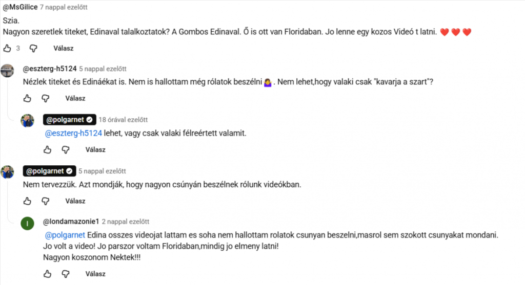 polgar gombos edina youtube komment - Story